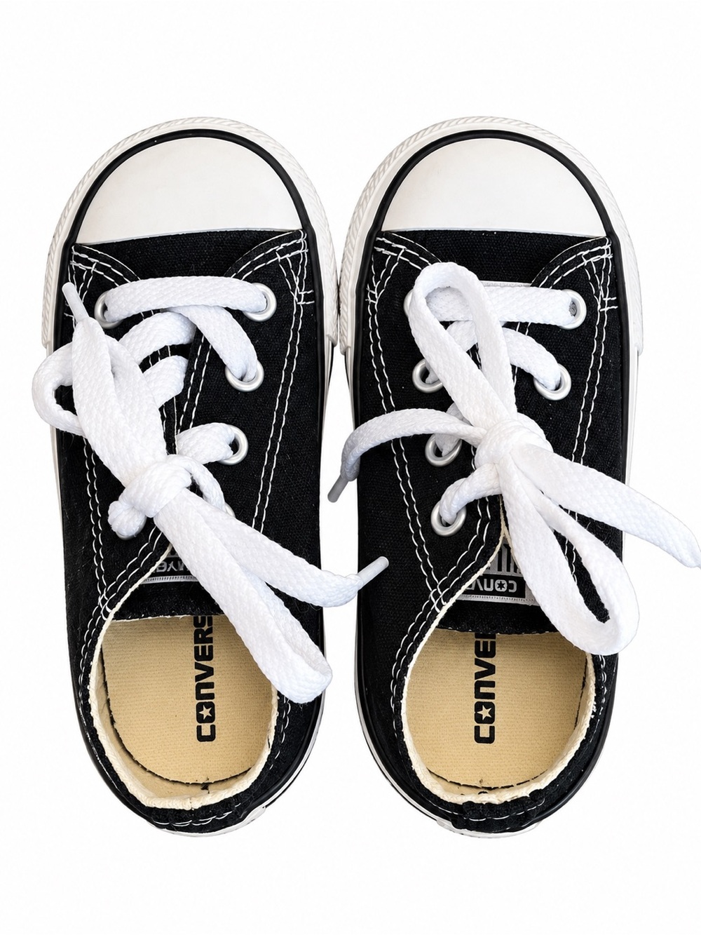 Converse Kids Black Canvas Low-Top Sneakers with White Laces